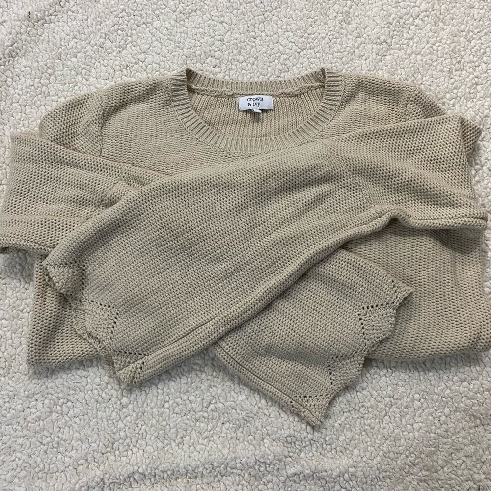 Crown and Ivy beige bell sleeved Knit Sweater